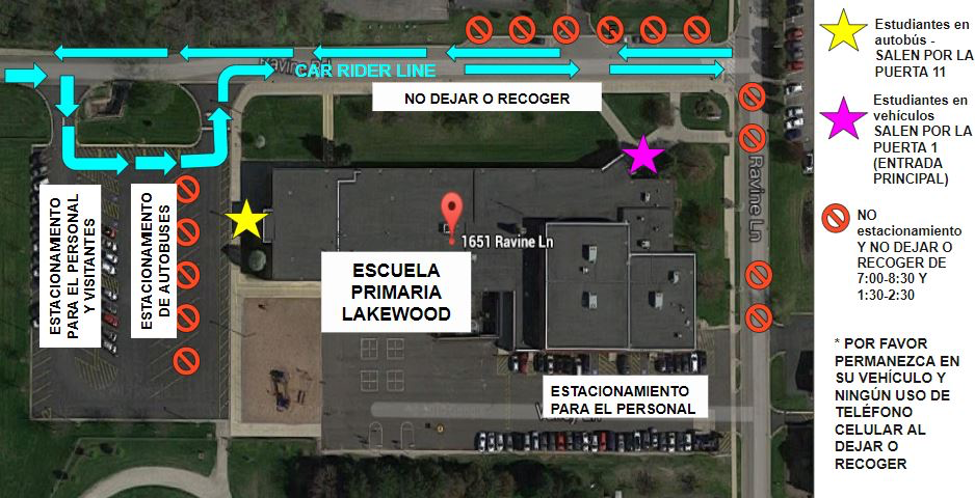LWS map of kiss n go student drop-off/pick-up ones